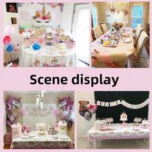 1 件/2 件粉色独角兽主题生日派对桌布，一次性矩形塑料桌布，加厚 PET 材质，防水，适用于家居装饰和粉色主题派对、圣诞节 - 彩色 - 查看 2