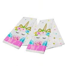 1 件/2 件粉色独角兽主题生日派对桌布，一次性矩形塑料桌布，加厚 PET 材质，防水，适用于家居装饰和粉色主题派对、圣诞节 - 彩色 - 查看 5