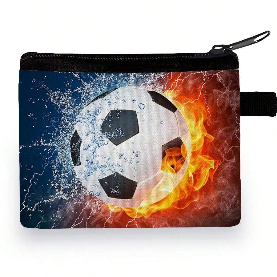 New Personalized Cute Cartoon Dinosaur Wallet For Kids, Teenagers, Cool Football Coin Purse - Water and Fire Football - View 1