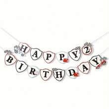 Two Fast Birthday Decoration - Two Fast Birthday Banner,Two Fast Happy Birthday Decoration,Vintage Racing Birthday Party Banner - Black - View 1