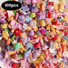 50入組各種風格小花動物樹脂珠，DIY手工製作奶油膠卡通配件，可用於冰箱、水杯貼紙、髮帶、髮夾、手機殼裝飾材料 - 彩色 - 查看 8