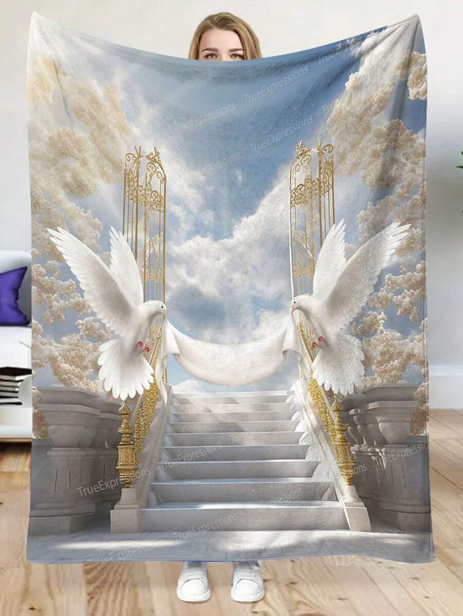 1入暖和舒適的法蘭絨柔軟毯子，埃菲爾鐵塔搭配新藝術風格，是父親節、生日和特殊場合的完美禮物，保暖且耐污 - 彩色 - 查看 1