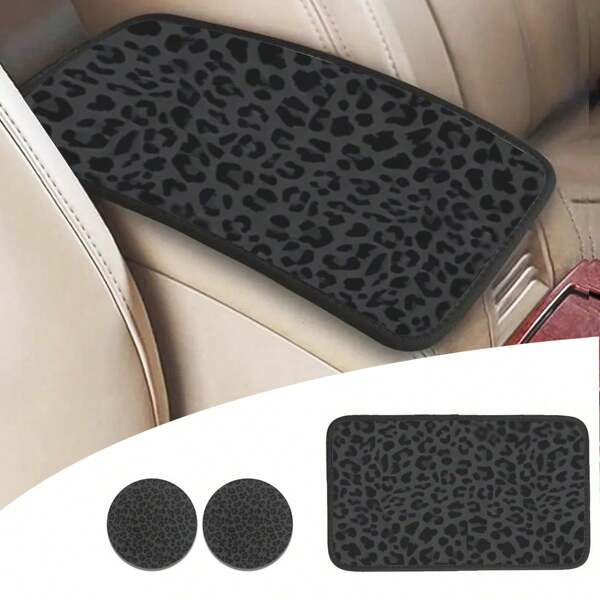 Juego de 3 piezas que incluye: Cubierta del apoyabrazos de la consola central del coche con estampado, Posavasos del portavasos del coche, Cubierta del apoyabrazos del automóvil, accesorios para la mayoría de los coches