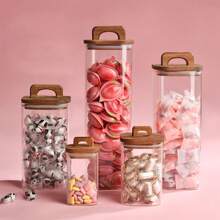 1入組600ml/800ml/1000ml/1500ml方形高硼硅玻璃密封儲物罐，適用於儲存穀物、咖啡豆等食品，廚房、夏日海灘派對、露營、組織整理、房間裝飾、廚房用品 - 透明 - 查看 3