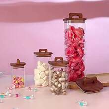 1入組600ml/800ml/1000ml/1500ml方形高硼硅玻璃密封儲物罐，適用於儲存穀物、咖啡豆等食品，廚房、夏日海灘派對、露營、組織整理、房間裝飾、廚房用品 - 透明 - 查看 2