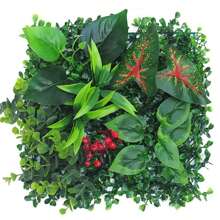 1pc Green Plant Wall Simulation Plant Wall Decoration Background Wall Eucalyptus Green False Turf Artificial Plastic Milan Lawn