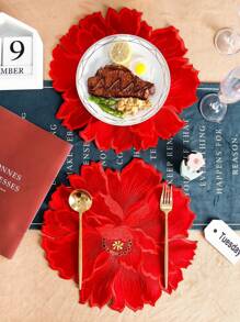 1pc/2pcs Embroidered Placemats For Kitchen Dining Table Decor, Heat-Resistant Stain Proof Anti-Scratch, Suitable For Weddings, Parties, Gifts, Birthdays, Christmas