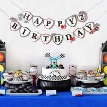 Two Fast Birthday Decoration - Two Fast Birthday Banner,Two Fast Happy Birthday Decoration,Vintage Racing Birthday Party Banner - Black - View 4