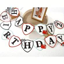 Two Fast Birthday Decoration - Two Fast Birthday Banner,Two Fast Happy Birthday Decoration,Vintage Racing Birthday Party Banner - Black - View 5