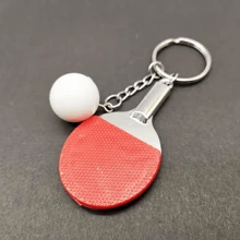 1pc Creative Ping Pong Ball Keychain Bag Pendant Sports Souvenir Simulation Ping Pong Racket For Gift