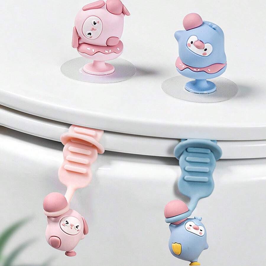 1 Dụng cụ nâng nắp bồn cầu bằng nhựa màu hồng/xanh/vàng có tay cầm lật dính, dụng cụ lật nắp bồn cầu để tránh chạm vào nắp bồn cầu, phụ kiện thiết yếu trong gia đình. - Nhiều màu - Xem 1