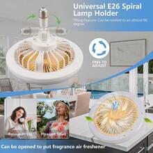 Ventilador de Techo de anillo LED,Luz del ventilador de techo,Con mando a distancia,3000K-6500K/luminosidad regulable,Tres velocidades del viento,18W,1400Lm-1800Lm. para Dormitorio, Sala de Estar, Cocina, Comedor - Blanco - Ver 4