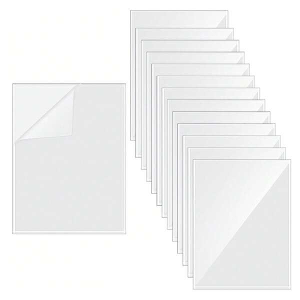 50 Blatt selbstklebende Laminierfolien, 10,5 x 7,5 cm durchsichtige, transparente Laminierfolien ohne Laminiergerät, selbstverschließende Laminierfolien für Schule und Büro