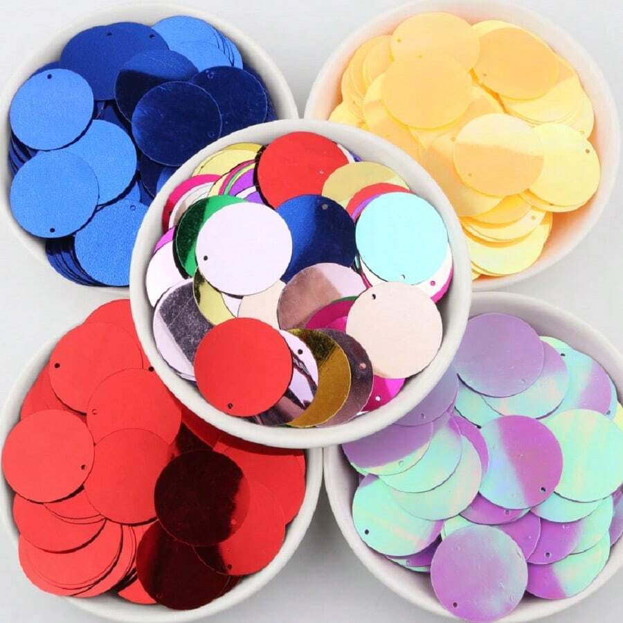 Większe okrągłe cekiny 30 mm PVC płaskie okrągłe cekiny 3 cm Hologram laserowe kolory konfetti Lentejuelas do rękodzieła taniec brzucha odzież akcesoria ślubne 20 g 60 szt.