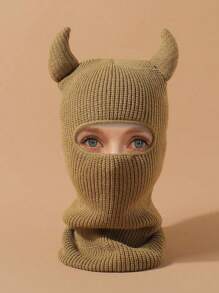 LEAJOURNO. 1 件装男女通用针织骑行面罩颈部保护帽，适合冬季，恶魔风格，带眼罩万圣节 - 黑色 - 查看 9