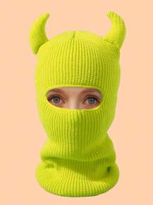 LEAJOURNO. 1 件装男女通用针织骑行面罩颈部保护帽，适合冬季，恶魔风格，带眼罩万圣节 - 黑色 - 查看 8