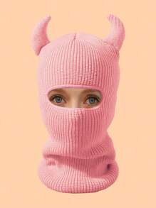 LEAJOURNO. 1 件装男女通用针织骑行面罩颈部保护帽，适合冬季，恶魔风格，带眼罩万圣节 - 黑色 - 查看 6