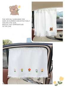 1pc Little Fresh Car Sunshade Waffler Car Sunshade Curtains Cute Sunscreen And Thermal Insulation Car Sunshades - one-size - View 3