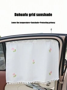 1pc Little Fresh Car Sunshade Waffler Car Sunshade Curtains Cute Sunscreen And Thermal Insulation Car Sunshades - one-size - View 1