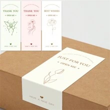 50张简约飞机图案自粘封口贴纸，涂层纸礼品盒包装封口标签，婚礼派对装饰标签，个性化包装标签，情人节 - 彩色 - 查看 2