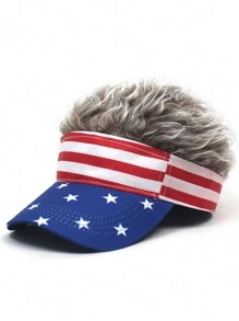 1顶男士条纹星形拼接棒球帽，欧美时尚仿毛皮保暖棒球帽，趣味帽子 - 棒球帽 - 查看 9