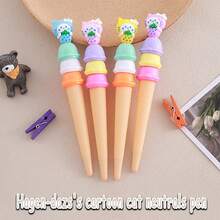 4 Bút Hoạt Hình Mèo Trung Tính, Hình Kem, Bút Viết Văn Phòng Phẩm Dễ Thương Cho Học Sinh - Nhiều màu - Xem 10