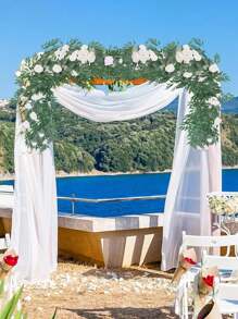 Artificial Flower Garland, 5.9ft Eucalyptus Greenery Garland Fake Flower Garland Wedding Flower Vine For Table Centerpieces Decorations Wedding Arch Door Arrangement Party Decor Outdoor Indoor Home Decor