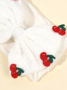 1pc Cherry Hair Bow Headband For Baby,Exquisite Crochet Knitting Cherry Fruit Decor White Hairband For Toddler Infant Newborn,Soft Fabric Elastic Hair Band,Kids Baby Hair Accessories Love Valentine