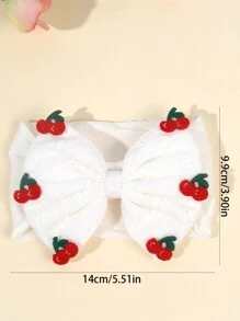 1pc Cherry Hair Bow Headband For Baby,Exquisite Crochet Knitting Cherry Fruit Decor White Hairband For Toddler Infant Newborn,Soft Fabric Elastic Hair Band,Kids Baby Hair Accessories Love Valentine