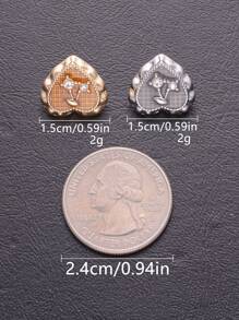 5入組樹脂和金屬鑲嵌花心形扣子，時尚裝飾用於襯衫、西裝、毛衣、外套、帽子和鞋子的DIY - 彩色 - 查看 13
