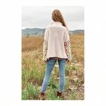 Crochet Floral Printed Long Sleeve Knit Cardigan - Beige - View 6
