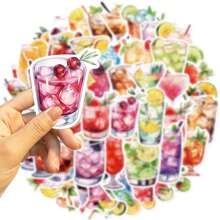 50 piezas de pegatinas de bebidas de cóctel en vinilo para scrapbooking, diario, portátil, parachoques, patineta, botella de agua, ordenador, teléfono, caricaturas, casco, pegatinas y calcomanías para coche con estética.