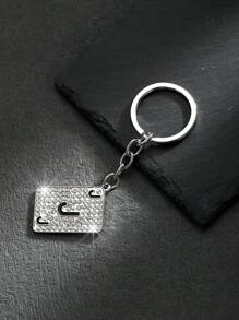 1pc Fashionable European And American Style Alloy Rectangle Shaped Rhinestone-Studded & Oil-Dripping Poker Card Shaped Keychain Or Bag Pendant With 26 English Letters For Personalized, Gorgeous And Cute Accessories For Both Men And Women Car Accessories Bag Charm School Goth Y2k Halloween Accessories Teachers Day Christmas Gift Ideas Bag Lanyards With Id Holder Car Accessories Bag Charms Car Accessories Friend Sister - Silver - View 13