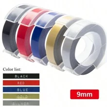 5捲9mm×3M混色DYMO 3D凸字帶塑膠補充卷，適用於DYMO 12695 Omega Motex E101 1610 1880 C101 E5500打字機 - Mixed Color - 查看 1