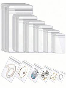 50/100个透明防氧化袋，用于珠宝收纳，独立包装礼品袋，用于戒指、耳环、项链、手链等配饰，阳光旅行清凉返校 - 無色 - 查看 1