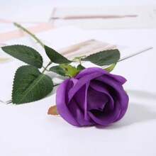 20pcs Artificial Single Stem Rose Flowers For Living Room Decoration, Tabletop Display - Purple - View 4