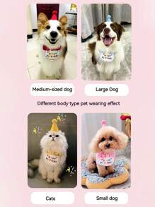 Pet Cat And Dog Cute Birthday Bandana Hat Cartoon Bandana Scarf