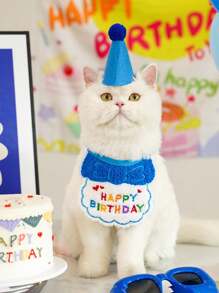 Pet Cat And Dog Cute Birthday Bandana Hat Cartoon Bandana Scarf