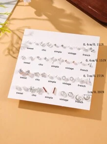 40 件心形蝴蝶三叶草合金和水钻镶嵌耳钉，时尚个性化女士套装适合日常佩戴情人节、妈妈、母亲、母亲节、礼物 - 彩色 - 查看 5