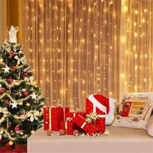 1 pezzo Luci a tenda USB con telecomando, bianco caldo/bianco/multicolore, 8 modalità, luci a tenda a LED per camera da letto, luci da favola, luci per corone, luci di Natale/Ognissanti per decorazioni domestiche, luci per decorazioni per festival, matrimoni, feste, compleanni, giardino, lauree, campeggio, autunno e Natale