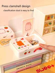 1入組桌面收納盒帶隨機貼紙 - 白色 - 查看 2