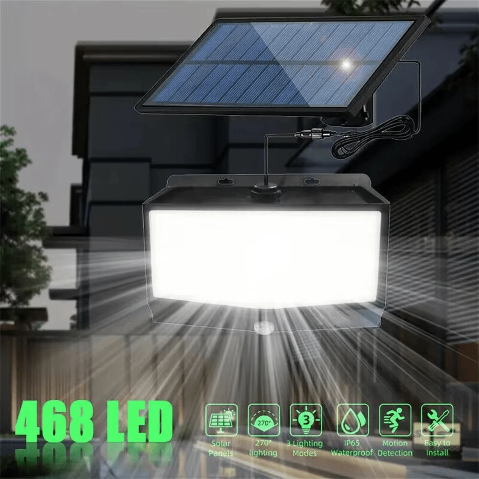 Lampe Solaire Extérieur Avec Détecteur De Mouvement - 4 Modes, IP65 étanche, Autonomie Longue, Pour Jardin, Porte, Allée - Installation Facile Sans Fil