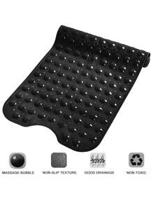 1pc Black Safety Shower Mat With Drain Holes, Soft Pvc Bathroom Mat With Suction Cups, Machine Washable, Anti-S Bathtub Mat, Suitable For Shower Cubicle And Bathtub, Multiple Colors (Please Choose The Suitable Colors ) Home Bathroom Decor Bath Rug Floor Carpet Outdoor Rug Door Mat Summer Bathroom Accessories - Black - View 6