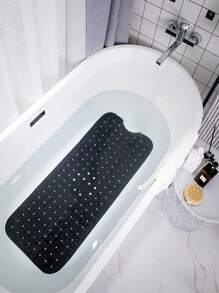1pc Black Safety Shower Mat With Drain Holes, Soft Pvc Bathroom Mat With Suction Cups, Machine Washable, Anti-S Bathtub Mat, Suitable For Shower Cubicle And Bathtub, Multiple Colors (Please Choose The Suitable Colors ) Home Bathroom Decor Bath Rug Floor Carpet Outdoor Rug Door Mat Summer Bathroom Accessories - Black - View 5