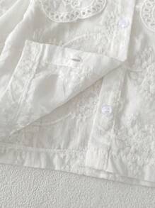 Baby Girls' Embroidered Collar Long Sleeve Shirt, Spring And Autumn