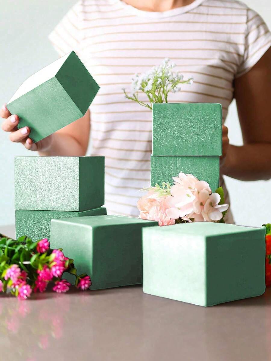 花卉泡沫塊，乾泡沫，高密度海綿，適用於插花、籃子和花束，吸水性強，花店用品 - 淺綠色 - 查看 1