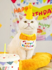 Pet Cat And Dog Cute Birthday Bandana Hat Cartoon Bandana Scarf