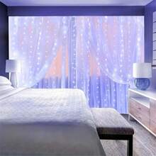 1 pezzo Luci a tenda USB con telecomando, bianco caldo/bianco/multicolore, 8 modalità, luci a tenda a LED per camera da letto, luci da favola, luci per corone, luci di Natale/Ognissanti per decorazioni domestiche, luci per decorazioni per festival, matrimoni, feste, compleanni, giardino, lauree, campeggio, autunno e Natale