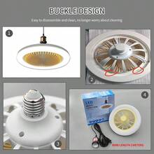 Ventilador de Techo de anillo LED,Luz del ventilador de techo,Con mando a distancia,3000K-6500K/luminosidad regulable,Tres velocidades del viento,18W,1400Lm-1800Lm. para Dormitorio, Sala de Estar, Cocina, Comedor - Blanco - Ver 8