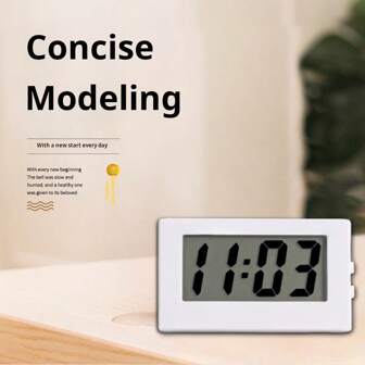 Home Decoration 1pc ABS Mini Electronic Clock, Triangular Vertical Silent Office Study Desktop Time And Date Micro Clock, Japanese Simple Desktop Clock, Exquisite Craftsmanship And Fashionable Matching Home Clock, DIY Creative Digital Student Exam Clock, Christmas Gift Clock, Suitable For Home, Office Decoration, Living Room, Bedroom, Desk Use Back To School Room Decor School Supplies Christmas Decorations